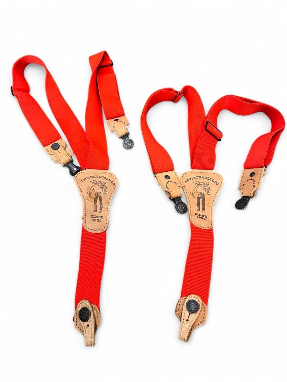 Levi's Vintage Red Adjustable Leather-Trim Suspenders
